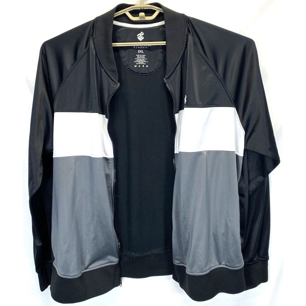 Rocawear Mens Classic Full Zip Track Jacket Embroidered 3XL Black/Gray RN#106830